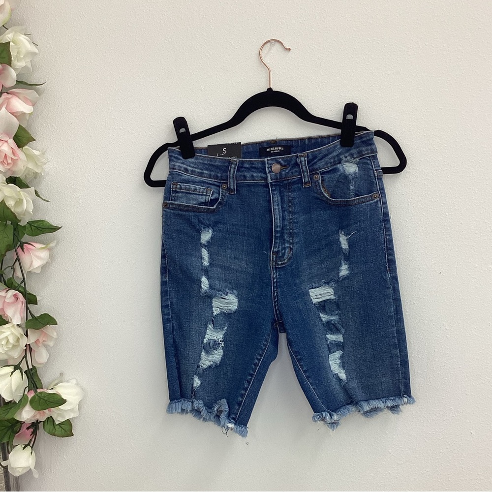 Autumn bermuda distressed blue jean shorts